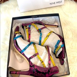 Nine West Snakeskin Strappy Heels